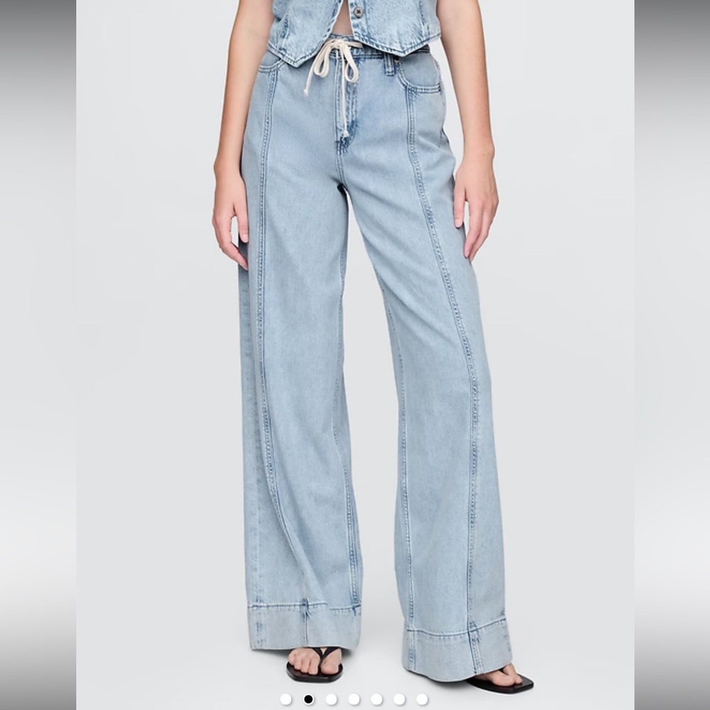 Mid Rise UltraSoft Denim Baggy Trousers